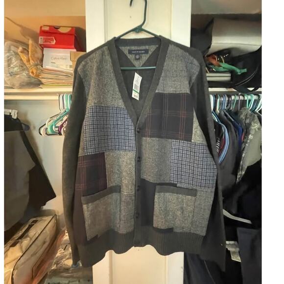 Tommy Hilfiger Patchwork Cardigan Sweater large NWT - Picture 1 of 7